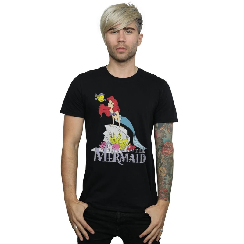 Image of Disney Men The Little Mermaid Sea Friend T-Shirt in Black Size: Small Black S Male 5059308905635