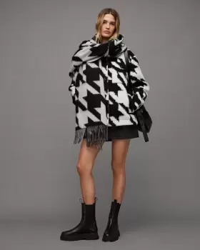 Image of AllSaints Rosey Relaxed Houndstooth Shirt Jacket