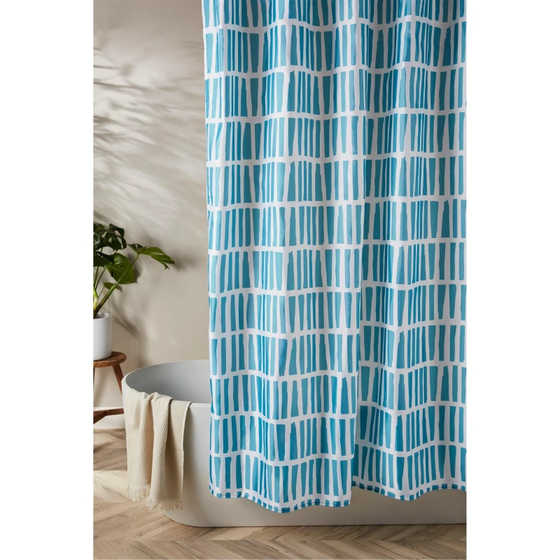 Image of Homelife Silhoutte Stripe Shower Curtain - Blue Blue One Size