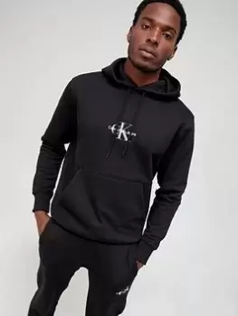 Image of Calvin Klein Jeans Calvin Klein Jeans Monogram Logo Overhead Hoodie - Black, Size S, Men