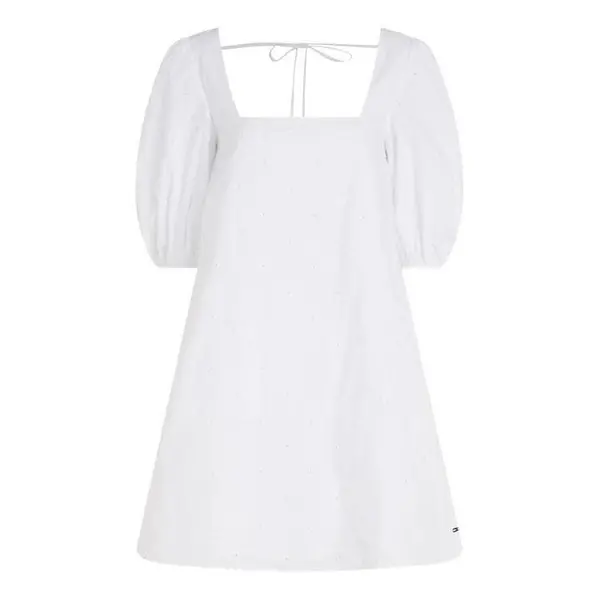 Image of Tommy Hilfiger AMD Organic Cotton Knee Length Dress - White 10