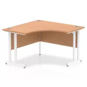 Image of Impulse 1200mm Corner Desk Oak Top White Cantilever Leg