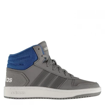 Image of adidas Hoops Mid 2.0 High Top Trainers Junior Boys - Grey/Blue/Wht