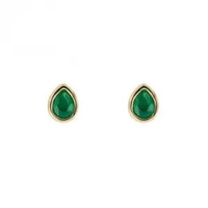 Image of Gold Plated Birthstone May Green Onix Earrings E6206