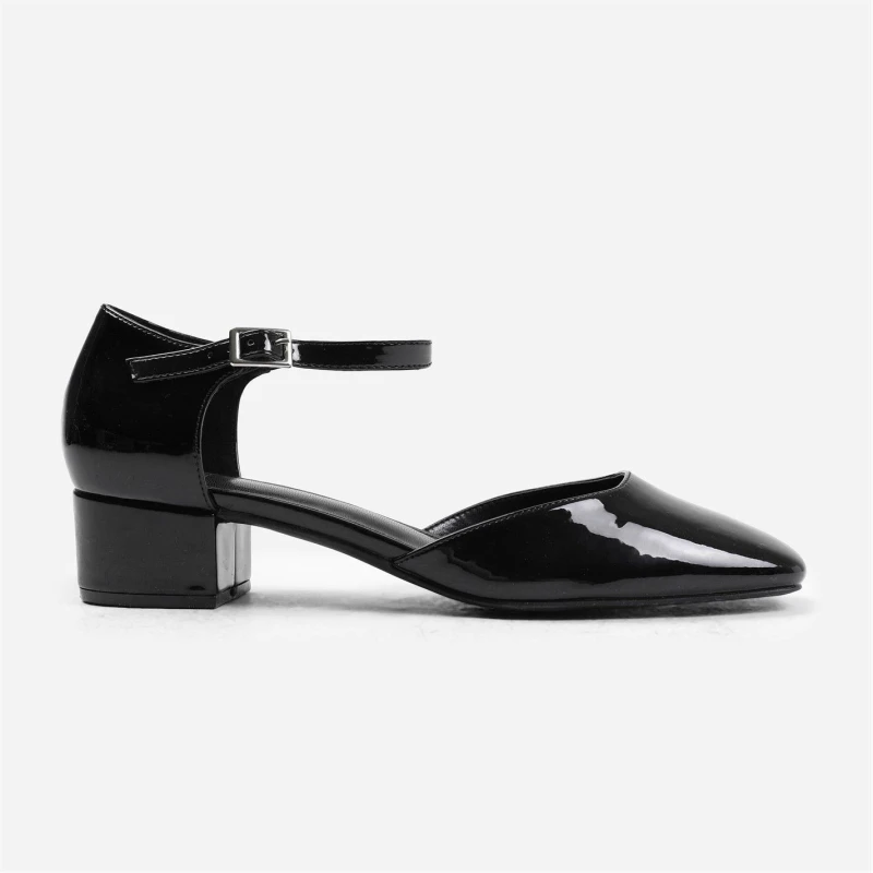 Image of Where's That From 'Peony' Square Toe Low Block Heel With Strap Black