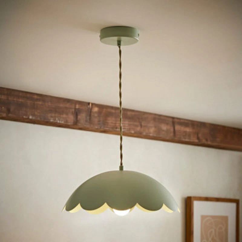 Image of Valuelights Millie Sage Green Scallop Pendant Ceiling Light