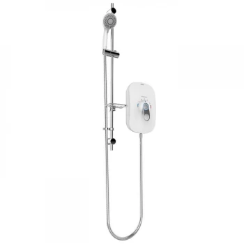 Image of SmartCare Lever White Electric Shower with Silver/White kit - 9.5kw - AKW