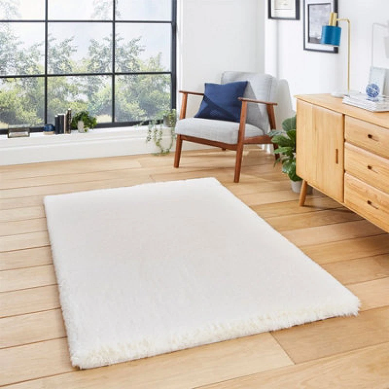 Image of Super Teddy Rectangle Rug White