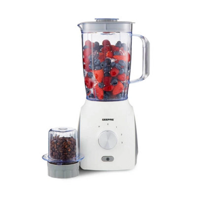 Image of Geepas 2-In-1 Electric Food Blender 1.8L Jug Smoothie Maker Coffee Grinder, White