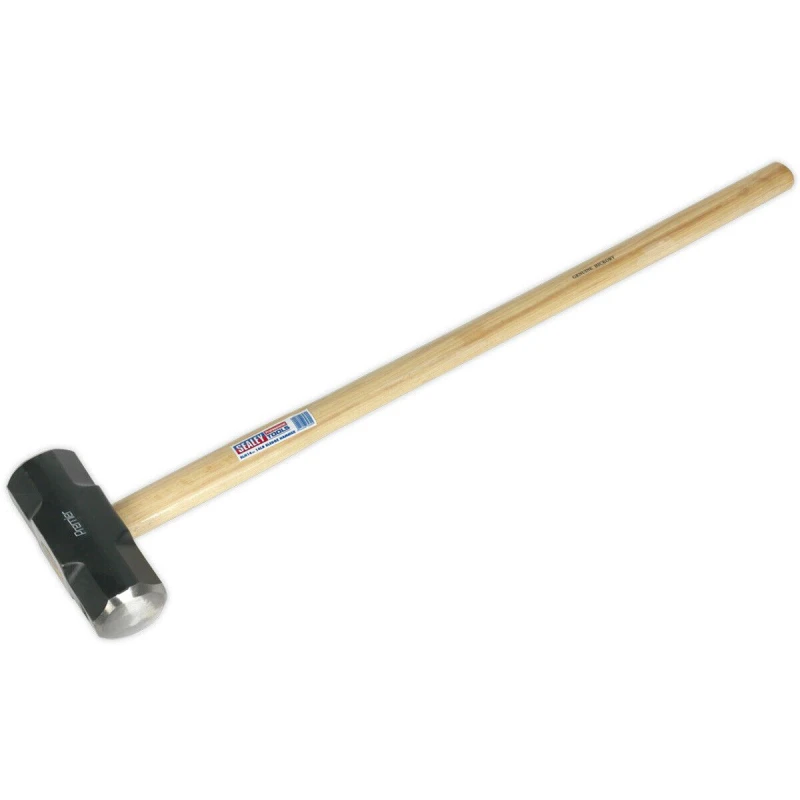 Image of Loops 14lb Hardened Sledge Hammer - Hickory Wooden Shaft - Drop Forged Carbon Steel Metallics