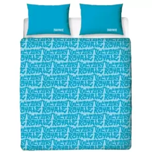 Image of Fortnite Victory Royale Reversible Duvet Cover Set (Single) (Blue/White)