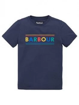 Image of Barbour Boys Short Sleeve Multi Logo T-Shirt - Navy