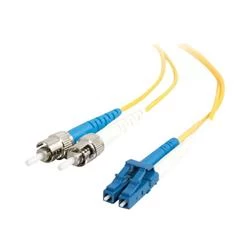 Image of C2G 1m LC-ST 9/125 OS1 Duplex Singlemode PVC Fibre Optic Cable (LSZH) - Yellow