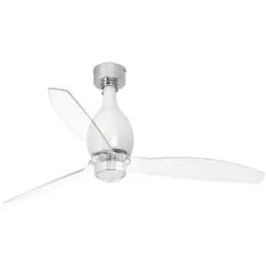 Image of Faro MINI ETERFAN LED Shiny White, Transparent Ceiling Fan with DC Motor, 3000K