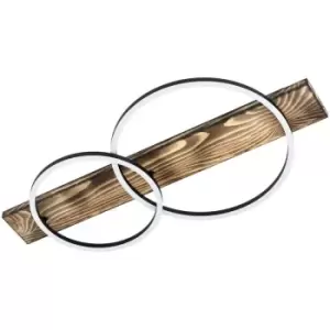 Image of Eglo Boyal LED Integrated Pendant Ceiling Light Black, Brown Rustic