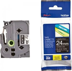 Image of Brother TZe 355 Laminated adhesive tape- White on Black