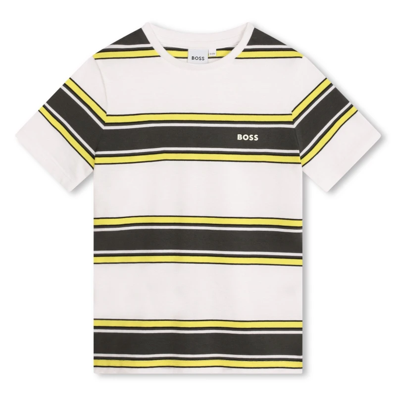 Image of Boss Striped T-Shirt Junior - Yellow Yellow 7 - 8 Years
