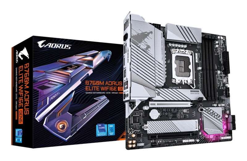 Image of Gigabyte Gigabyte B760M AORUS ELITE WIFI6E GEN5 Motherboard - Supports 14th Gen. Intel Core CPUs, 12+1+1 phases VRM, up to 5600MHz DDR5, 2xPCIe 4.0 M.