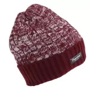 Image of Adults Unisex Thermal Two Tone Winter Beanie Hat (One Size) (Red)