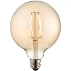 Image of 125mm GLOBE LED Filament Light Bulb AMBER GLASS E27 Screw 2W Warm White Lamp