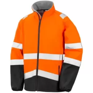 Image of Result - Safeguard Mens Printable Safety Softshell Jacket (xl) (Fluorescent Orange/Black) - Fluorescent Orange/Black