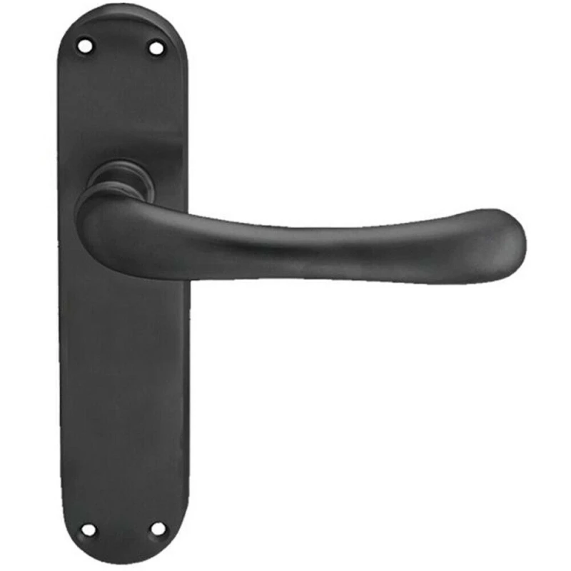 Image of Loops PAIR Smooth Rounded Handle on Shaped Latch Backplate 185 x 42mm Matt Black Black