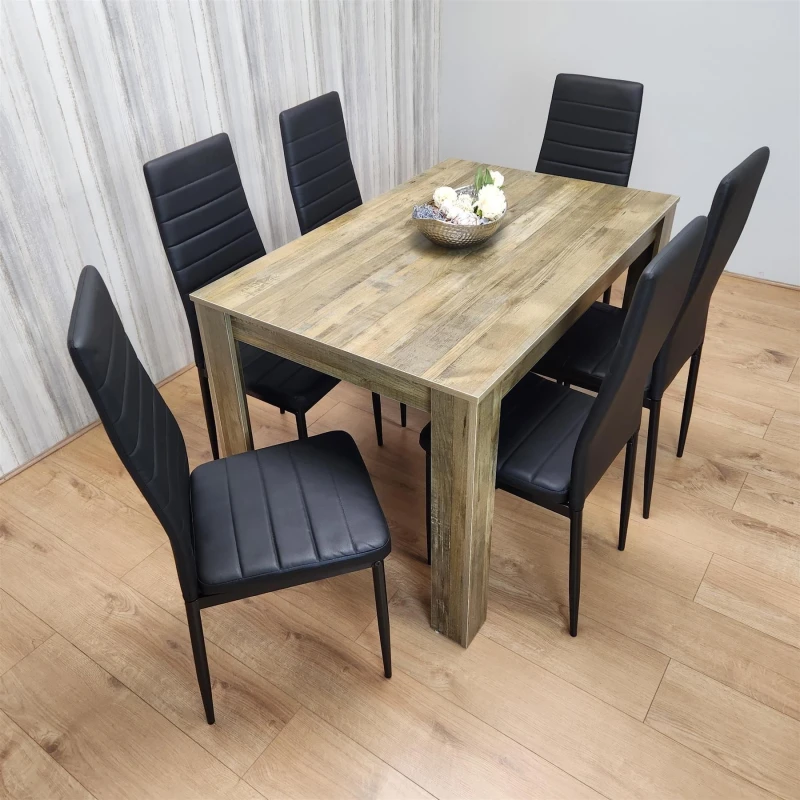 Image of KOSY KOALA KOSY KOALA Dining Table Set with 6 Chairs Dining Room and Kitchen table set of 6 in Brown Brown One Size Unisex 5060711586687