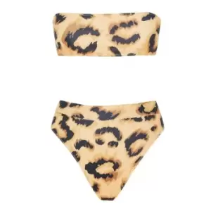 Image of Missguided Bandeau High Leg Bikini Set - Multi