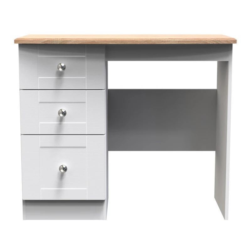 Image of Welcome Furniture Sussex 3 Drawer Vanity - Ready Assembled Dressing Table Medium White Ash & Oak 38248790390