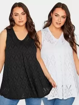 Image of Yours Broidery Swing Vest 2 Pack - Black/White, Size 20, Women