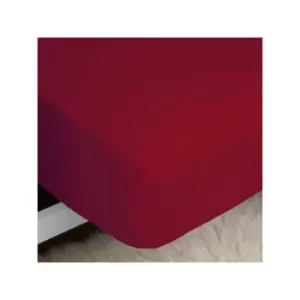 Image of Belledorm Easycare Polycotton Percale 200 Thread Count 11" Deep Fitted Sheet, Red, Super King