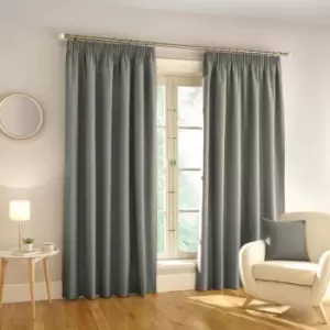 Image of Enhanced Living Harvard Textured Blackout Pencil Pleat Curtains, Grey, 66 x 90 Inch