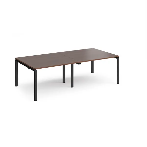 Image of Adapt Rectangular Office Boardroom Table - Walnut - Black Frame - W2400mm