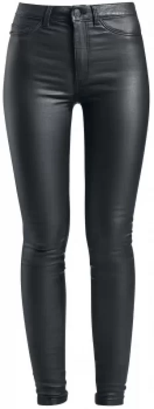 Image of Noisy May Callie High Waist Skinny Coated Trousers Jeans black