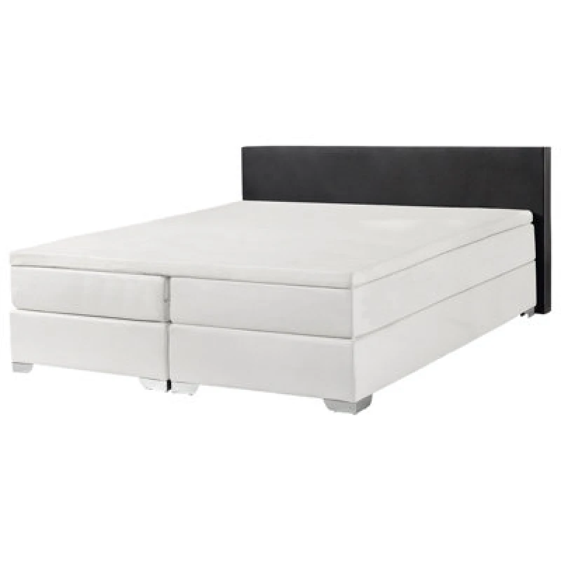 Image of Beliani Divan Bed Faux Leather President 160 X 200 Cm (Eu King Size) Black/ White