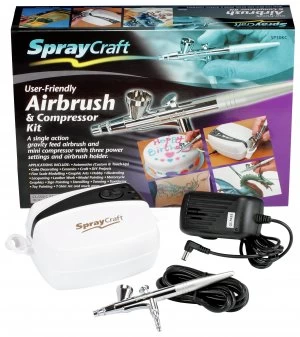 Image of Spraycraft Gravity Feed Airbrush and Compressor Kit.