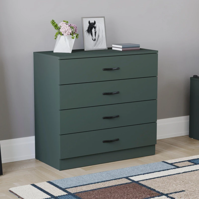 Image of Lassic Vida Designs Riano 4 Drawer Chest Jasper Green unisex 4 Drawers