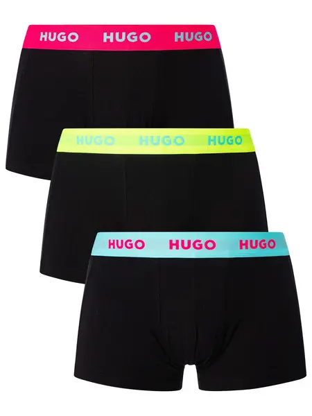 Image of HUGO 3 Pack Trunks Black (Blue/Yellow/Pink) L