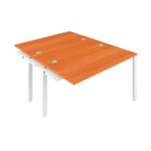 Image of Jemini 2 Person Extension Bench Desk 1600x1600x730mm Beech/White KF809326