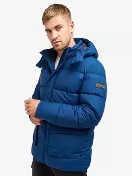 Image of Barbour International Milton Quilt Hooded Jacket - Blue Size S, Men