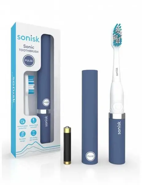 Image of Sonisk Pulse Battery Operated Steel Blue Toothbrush