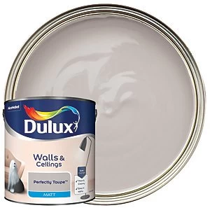 Image of Dulux Walls & Ceilings Perfectly Taupe Matt Emulsion Paint 2.5L