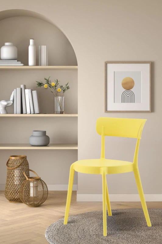 Image of Fusion Living Fusion Living Plastic Bistro Dining Chair in Lemon Lemon One Size Unisex 5056409313581