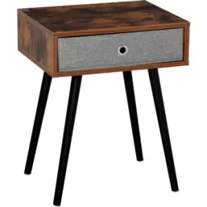 Image of Rustic Chic End Side Table with Fabric Drawer Wooden Legs Living Room - Homcom