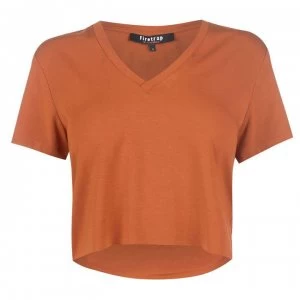 Image of Firetrap Blackseal Crop V Neck T Shirt - Rust