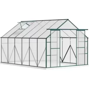 Image of Outsunny 8x12ft Polycarbonate Walk-in Greenhouse Outdoor w/ Double Sliding Door