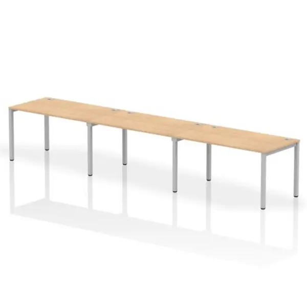 Image of Impulse Bench Impulse Bench Single Row 3 Person 1400 Silver Frame Office Bench Desk Maple IMBS314MPES