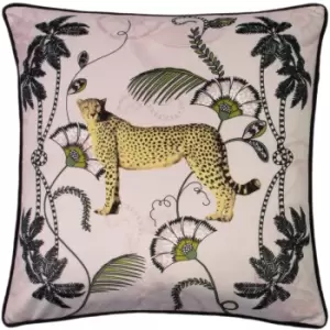 Image of Paoletti Tropica Cheetah Cushion Cover (One Size) (Blush/Green/Gold)