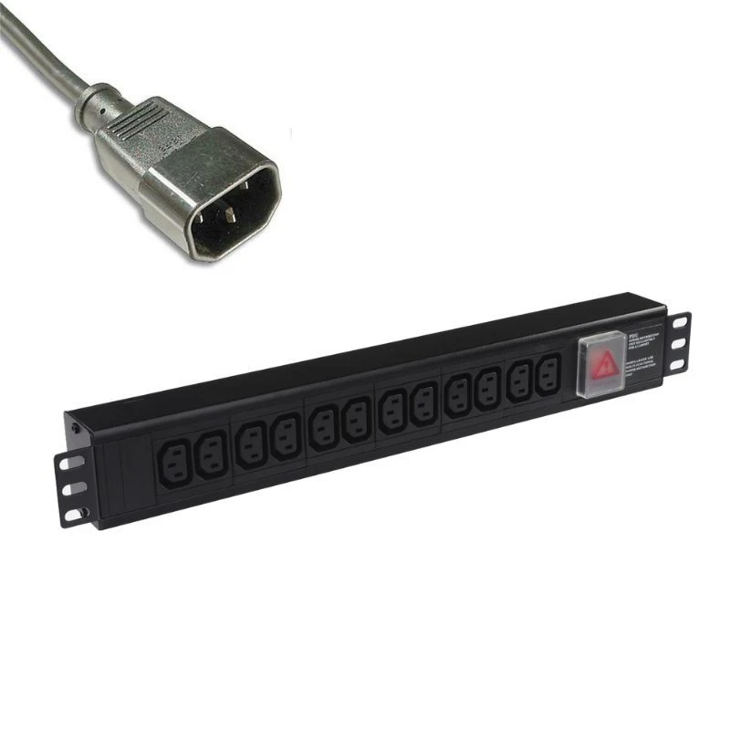 Image of POWERDATA 12 WAY 19" RACK PDU IEC SKTS TO C14 PLG - HORIZONTAL