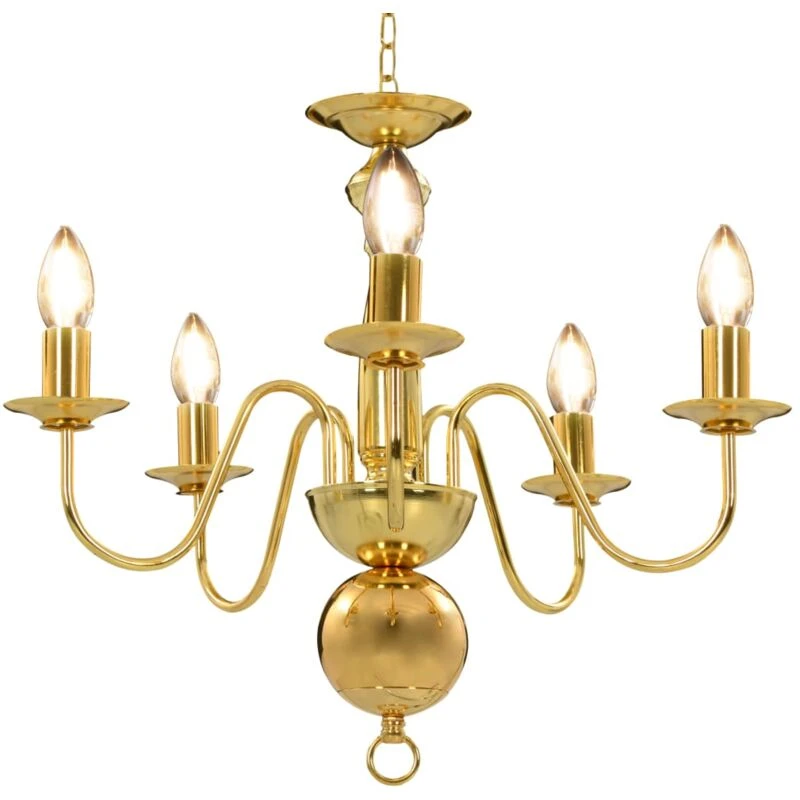 Image of VIDAXL Chandelier Golden 5 x E14 Bulbs Vidaxl 281617